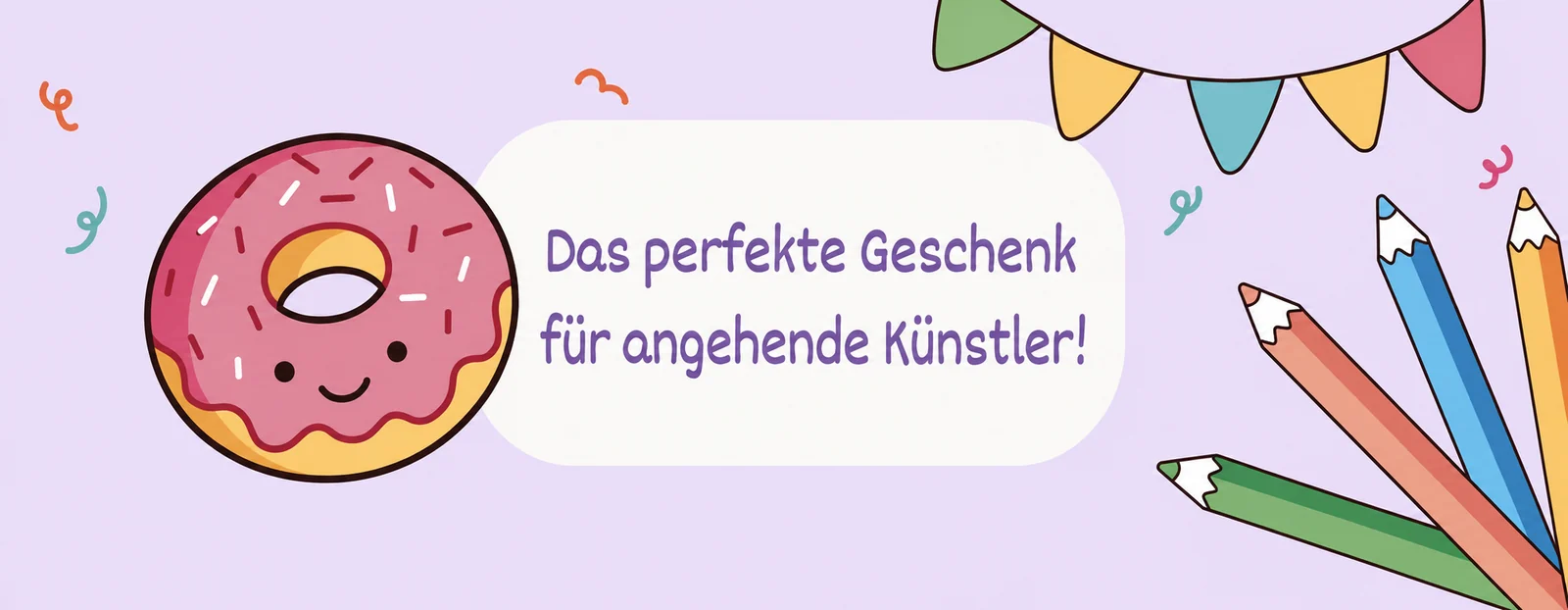 Das perfekte Geschenk für angehende Künstler: ein Donut und Buntstifte