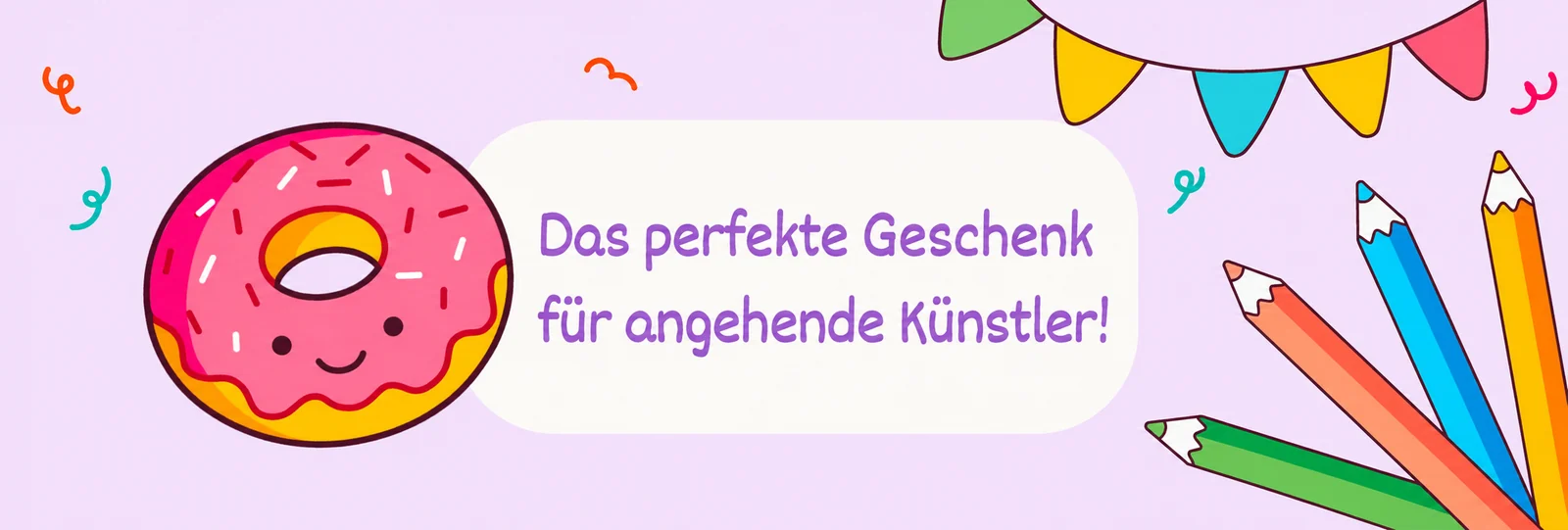 Das perfekte Geschenk für angehende Künstler: ein Donut und Buntstifte