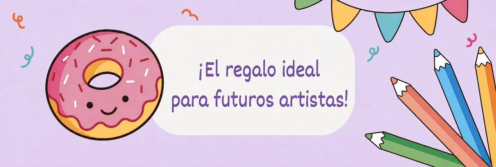 El regalo ideal para futuros artistas: un dónut y lápices de colores