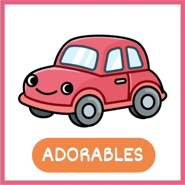 Reconocibles: un coche rojo sonriente, uno de los dibujos del libro