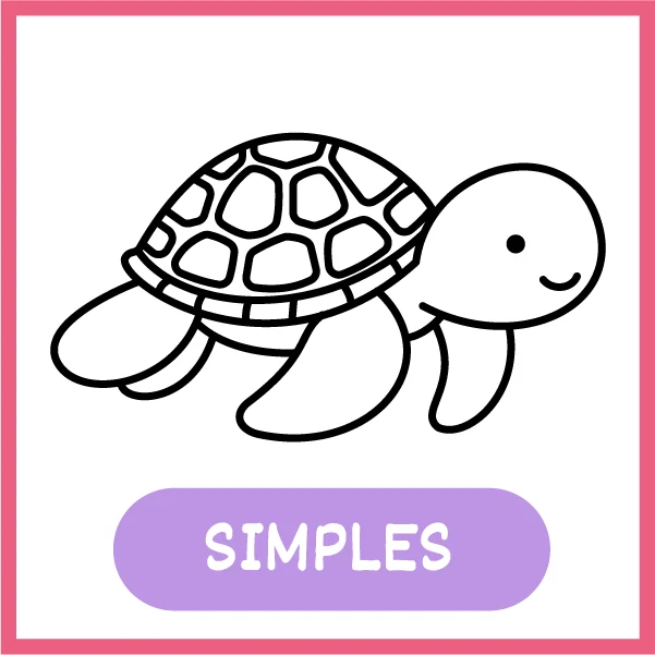 Simples: una tortuga con contorno grueso y un solo dibujo en la página
