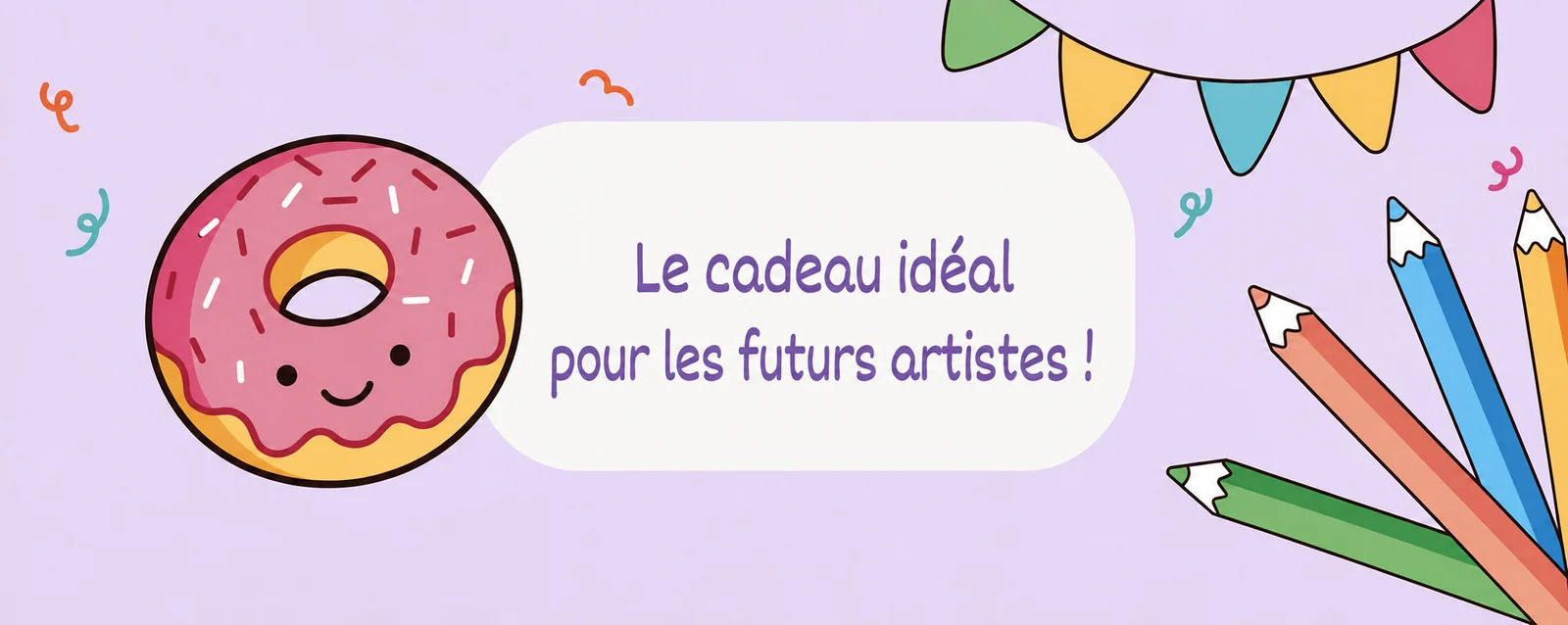 Le cadeau idéal pour les futurs artistes : un donut et des crayons de couleur
