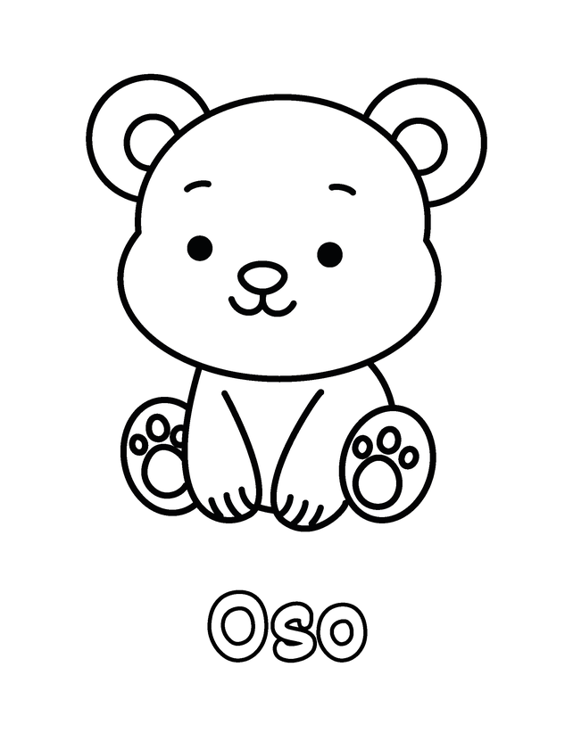 Página del libro, gratis para imprimir: Oso, contornos gruesos, un dibujo por página
