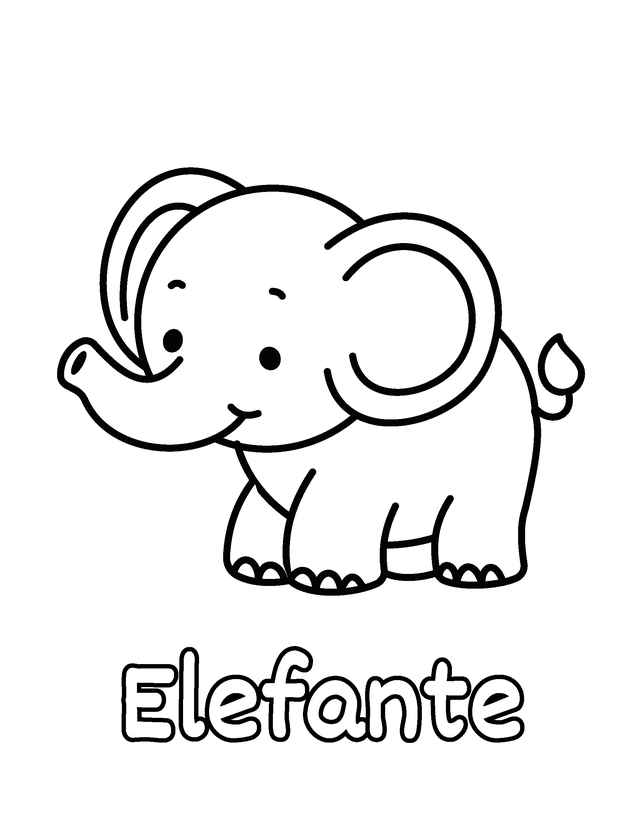 Dibujo para colorear gratis para niños pequeños: Elefante