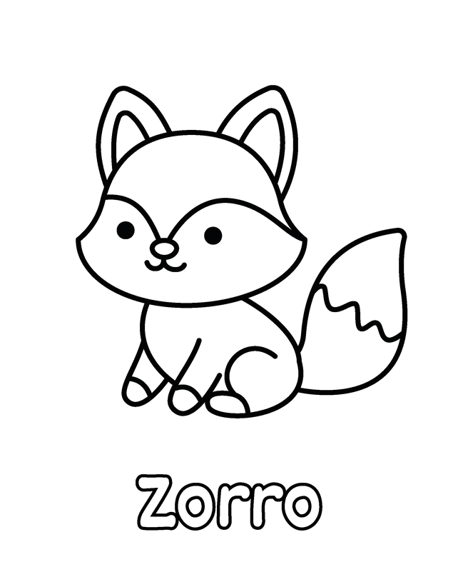 Página del libro, gratis para imprimir: Zorro, contornos gruesos, un dibujo por página
