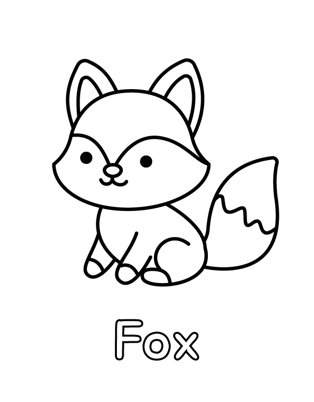 Page from the book, free to print: Fox, thick outlines, one drawing per page