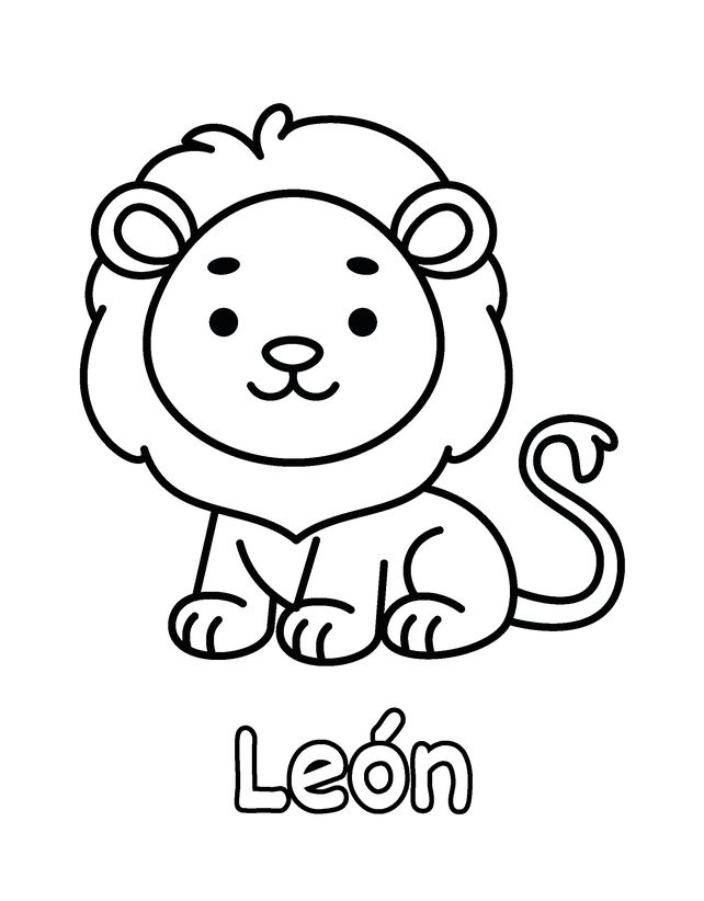 Dibujo para colorear gratis para niños pequeños: León