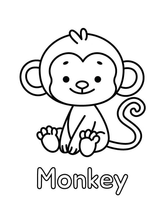 Free printable coloring page for toddlers: Monkey