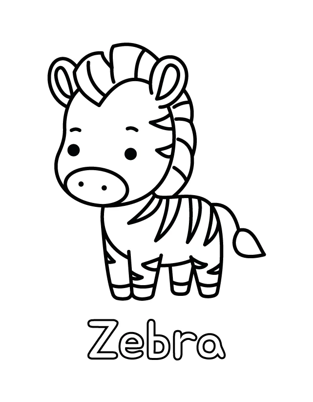 Free printable coloring page for toddlers: Zebra
